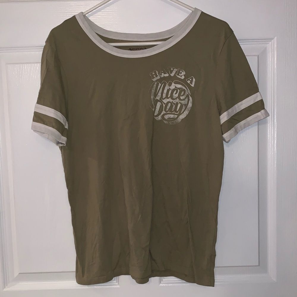 Vintage Cute Arizona Jean Company Ringer Military Green Graphic Tee
